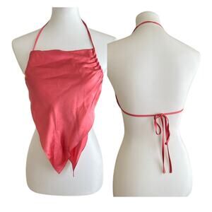 KES NYC 100% Silk/Satin Scarf Top, Never Worn, OS, Raspberry